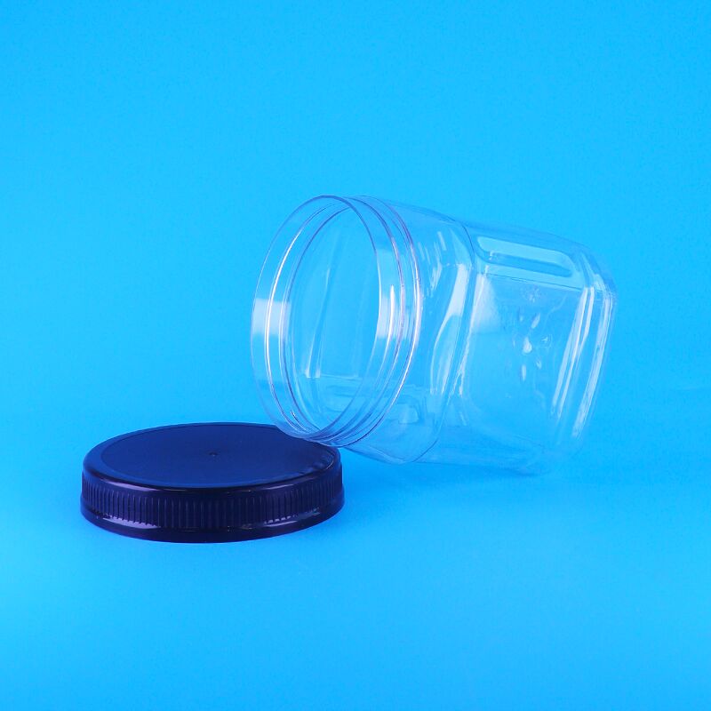 Havasız Kare Şeffaf Vidalı Kapaklı Plastik Skittles Çikolata Parçacıklı Fasulye Çam Fıstığı Saklama Kavanozları