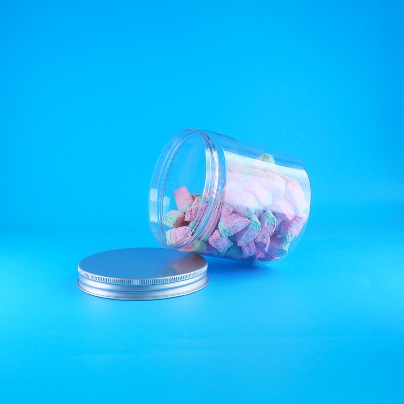 Yuvarlak Alüminyum Kolay Açılır Kapaklı Gıda Şeker Kurabiye Yasemin Çayı Plastik Şeffaf PET Kavanoz