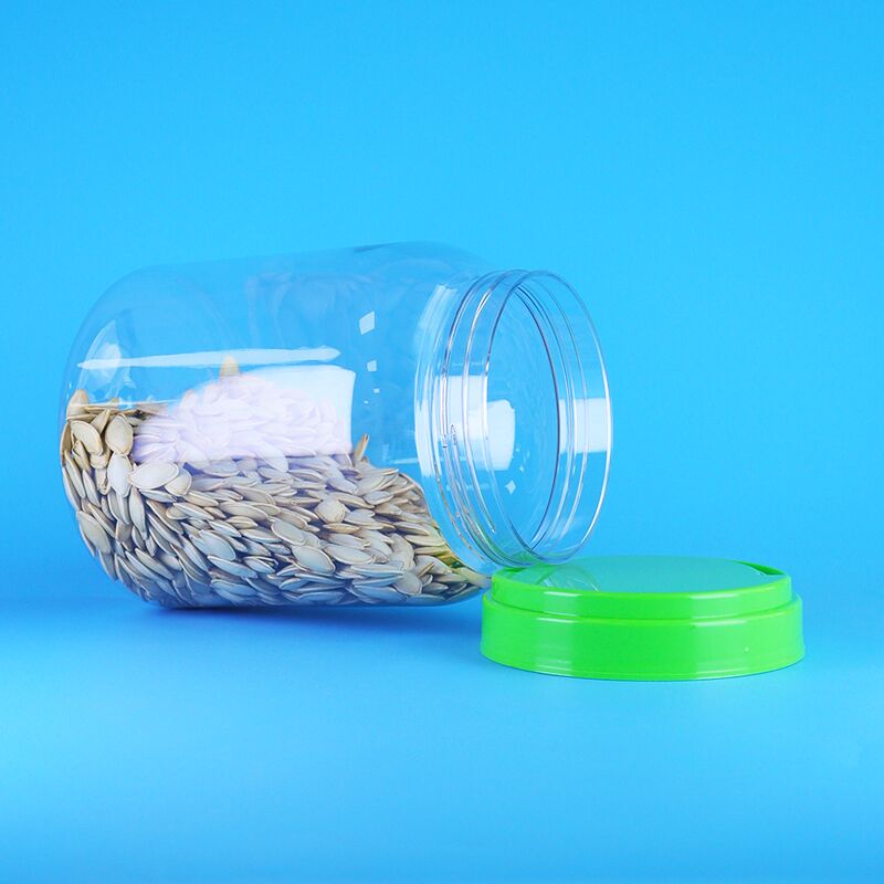 Fil Flat Cap Gıda Yükleme Açık Kahve Şeker Kuru Gıda PET Yuvarlak Plastik Kavanoz