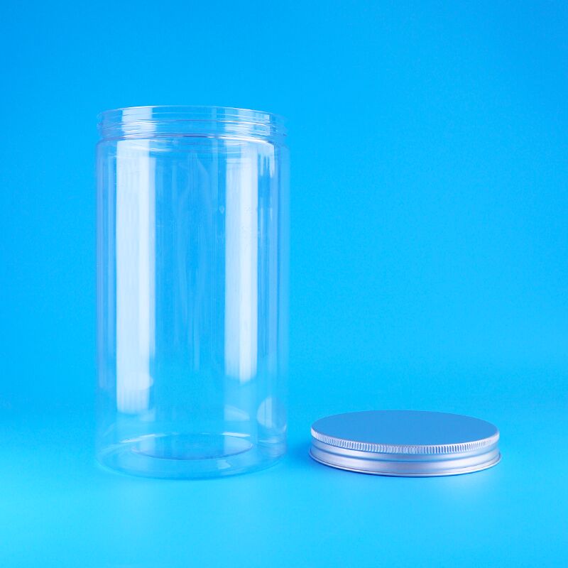 Şeffaf Gıda Sınıfı Kurutulmuş Meyve Gevrek Fıstık Ayı Bisküvi Yuvarlak PET Kavanoz Vidalı Kapaklar