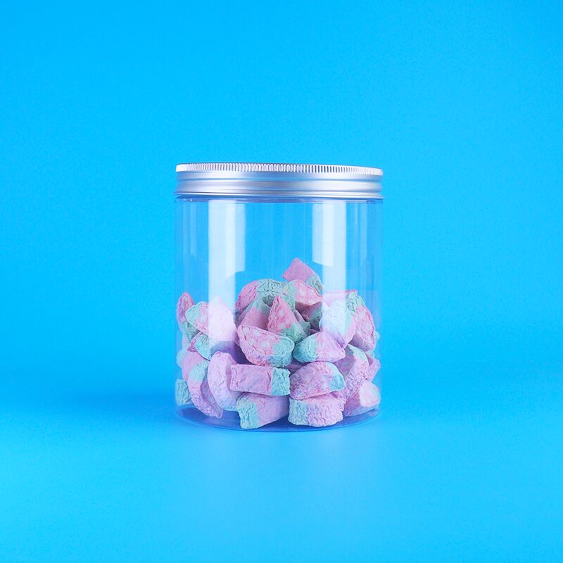 Açık PET Plastik Yuvarlak Kavanoz Plum Şekerli Skittles Meyve Jelly Mung Fasulye Pasta vida Kapağı