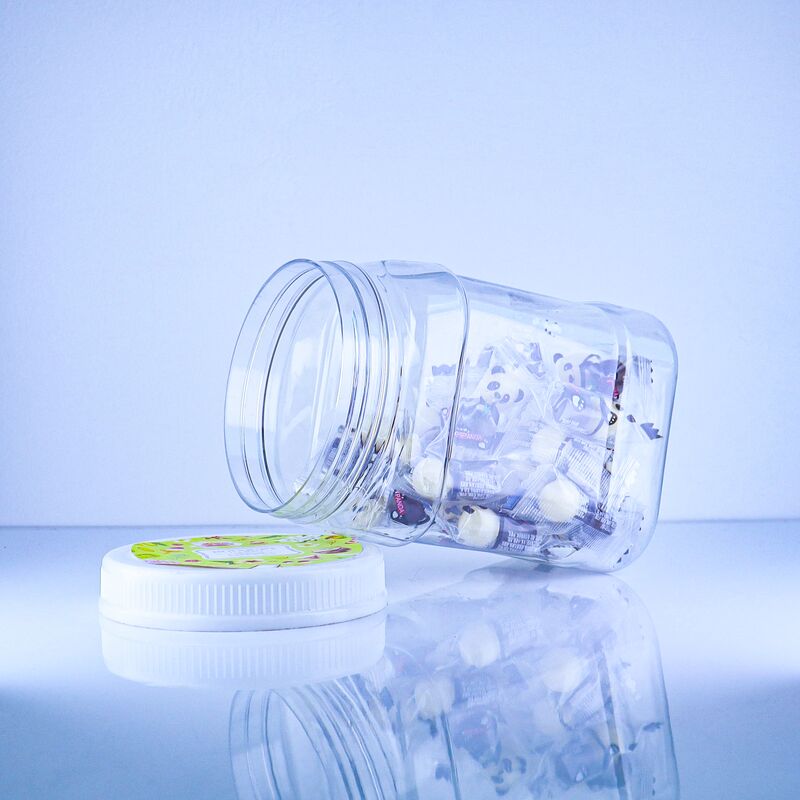 İyi Sızdırmazlık Plastik PET Kare Şeklinde Şeffaf Kavanoz Çin Yam Keki Dolgusu Bisküvi Vidalı Kapak