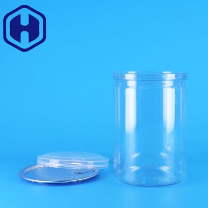 BPA İçermeyen Şeffaf Yuvarlak PET Plastik Şeker Yoğurt Bebek Maması Kurabiye Kavanozları PE Kapaklı