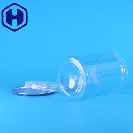 BPA İçermeyen Şeffaf Yuvarlak PET Plastik Şeker Yoğurt Bebek Maması Kurabiye Kavanozları PE Kapaklı