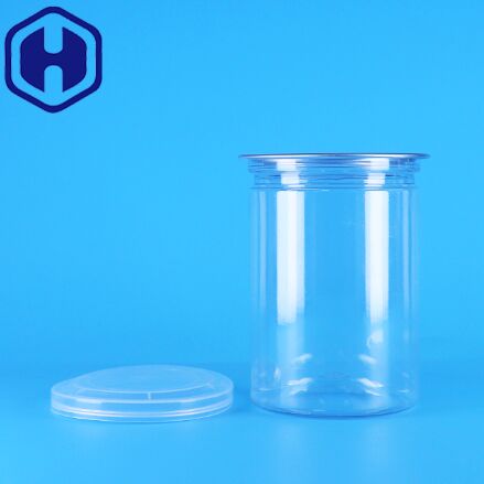 BPA İçermeyen Şeffaf Yuvarlak PET Plastik Şeker Yoğurt Bebek Maması Kurabiye Kavanozları PE Kapaklı