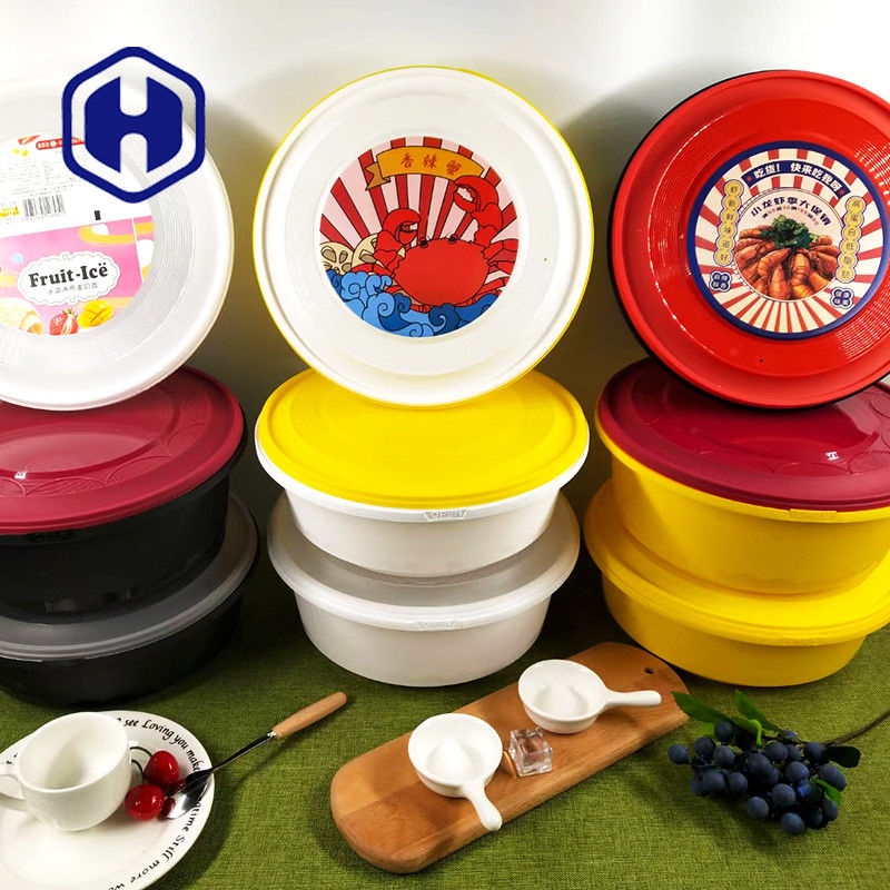 Termoform IML Fast Food Take Away Ambalaj Plastik Kapaklı Tepsi 1300ml Sızdırmaz