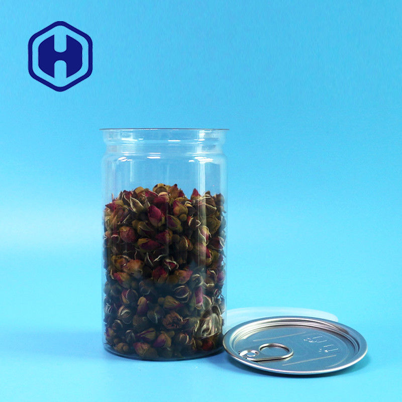 Yuvarlak 16.9oz Kolay Açılır Plastik PET Can 500ml Atıştırmalıklar İçin Kuru Meyveler Fıstık