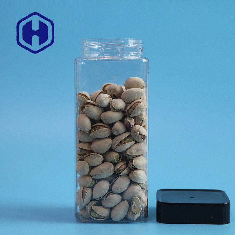 Temizle Boş Sızdırmaz Plastik Kavanoz Bisküvi Pirinç Ambalajı 555ml Gıda Kare PET Kavanoz