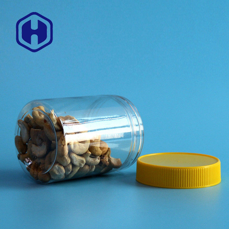 Bpa Free Kuruyemiş Sızdırmaz Plastik Kavanoz 350ml Şeffaf Düz PET Kapaklı Yuvarlak