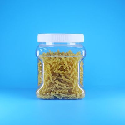 Şeffaf Kare PET Vidalı Düz Kapaklı Plastik Tutacaklı Kavanozlar Sünger Parmak Bisküviler İçin