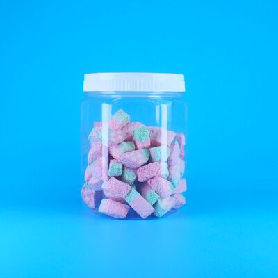 Altıgen Şeffaf PET Plastik Hindistan Cevizi Şekeri Süt Tableti Vitamin Tableti Kavanozu Vidalı Kapak