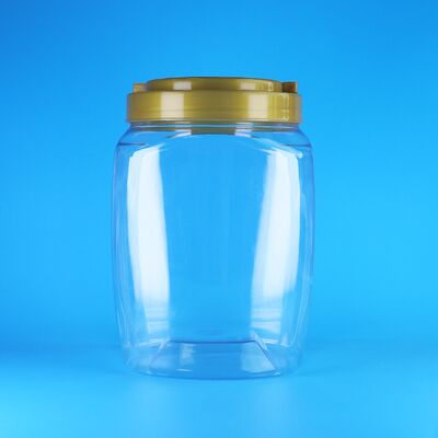 Şeffaf Kare Kulplu Düz Kapaklı Plastik PET Şeker Kurabiye Kuru Gıda Bebek Maması Kavanozları