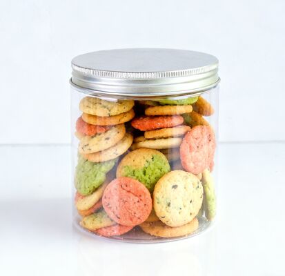 Şeffaf Geniş Ağızlı Patates Püresi Yoğurt Dondurma Yuvarlak PET Kavanoz Alüminyum Kapak