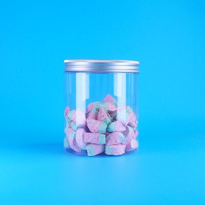 Açık PET Plastik Yuvarlak Kavanoz Plum Şekerli Skittles Meyve Jelly Mung Fasulye Pasta vida Kapağı