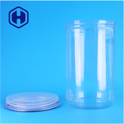 Round PET Clear Plastik Can With Aluminum Lid Spices Sugar Protein Powder Easy Pour